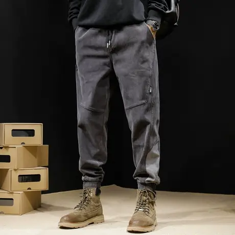 春秋牛仔裤男秋冬款潮牌束脚宽松大码春季加厚休闲潮胖子加肥加大商品大图