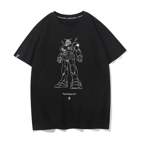 秀洛国潮机动战士高达T恤联名重磅短袖纯棉短袖潮牌宽松衣服打底商品大图