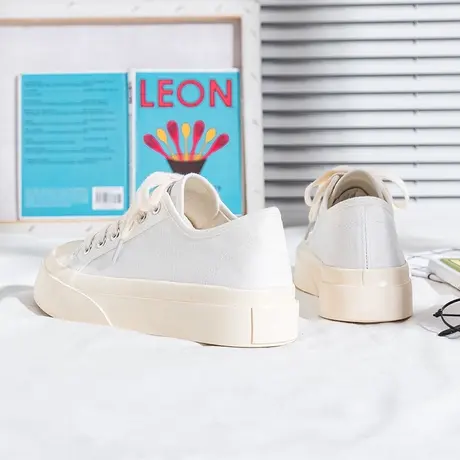 帆布鞋女可爱日系风厚底百搭大头低帮鞋ins潮2021新款春夏小白鞋商品大图