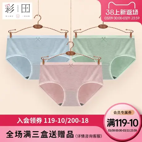 彩田内裤女中腰莫代尔抗菌底裆透气蝴蝶结大弹力款柔滑纯色三角裤商品大图