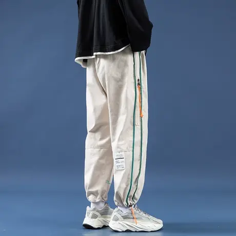 抽绳休闲裤男潮牌工装宽松卫裤春秋季束脚青年韩版运动港风长裤子商品大图