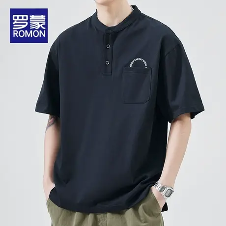 罗蒙夏季polo衫男短袖t恤男士半袖上衣潮牌大码2023新款男装体恤图片