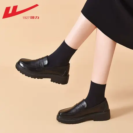 回力女鞋英伦小皮鞋女2023新款jk鞋子女豆豆鞋单鞋女厚底乐福鞋女图片