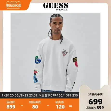 GUESS ORIGINALS FOXY X MARKET 23新男士落肩袖加绒圆领重磅卫衣图片