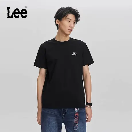 Lee商场同款24早春新品标准版Logo刺绣圆领男短袖T恤LMT007474K99图片