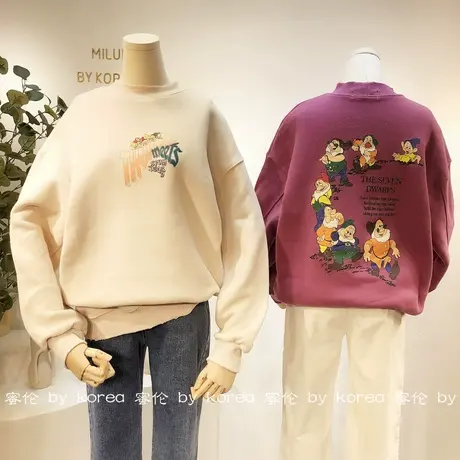 半高领加绒卫衣韩国东大门2020秋冬新款ins潮卡通加厚卫衣大码商品大图