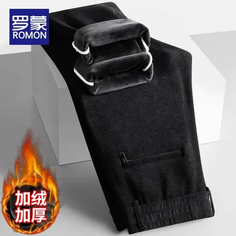 罗蒙灯芯绒男士加绒裤子2023新款宽松直筒男裤秋冬季加厚休闲长裤商品大图