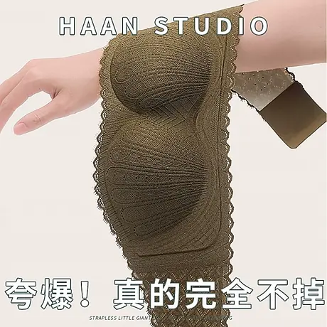 无肩带内衣女小胸聚拢无钢圈果冻条上托防下滑夏季白色抹胸文胸罩商品大图