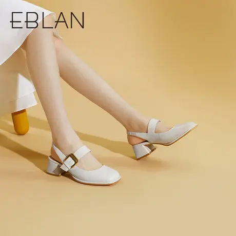 伊伴2023夏季女鞋时装凉鞋粗跟小香风法式小凉鞋包头B23213915商品大图