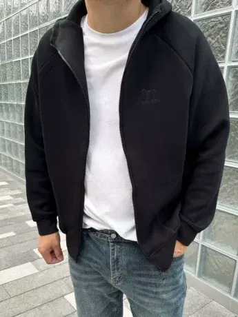 DAEVU秋新款大码男装户外休闲潮胖加肥加大男士连帽开衫卫衣外套商品大图