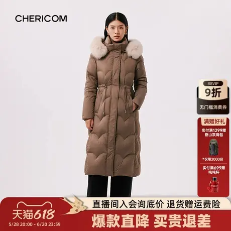 千仞岗中长款韩版过膝羽绒服收腰显瘦连帽纯色蓬松多色加厚外套女图片