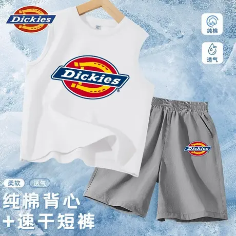 Dickies童装男童背心套装儿童2025新款两件套男孩运动无袖t恤薄A商品大图