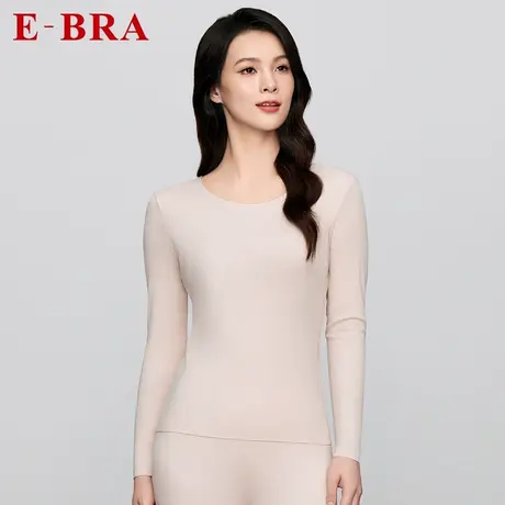 安莉芳官方奥莱E-BRA简约棉毛衫薄款无痕圆领打底衫女士暖衣上衣商品大图