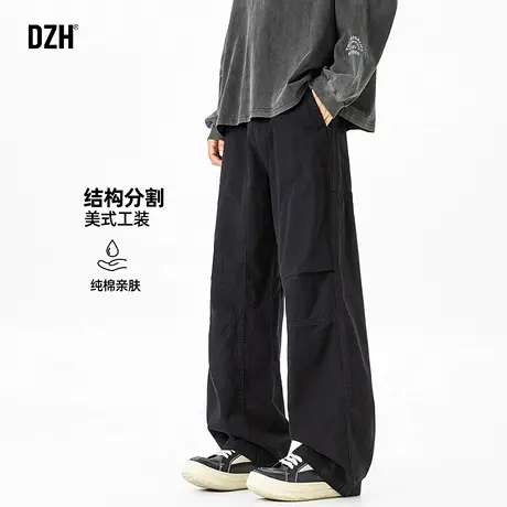 男士纯棉裤子男款美式潮牌2025新款休闲裤直筒宽松秋季工装裤百搭商品大图