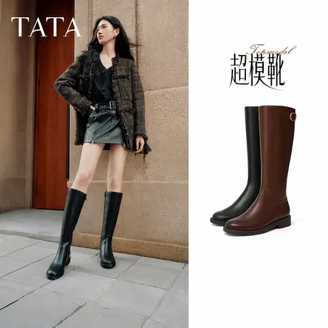 【小黑盒直播】TATA他她靴子2025秋冬长靴高筒时装靴女鞋骑士靴商品大图