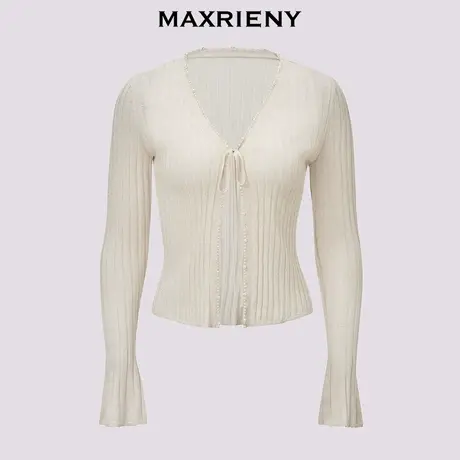 【七七酱专享】MAXRIENY钉珠装饰系带针织开衫外套外搭小衫商品大图
