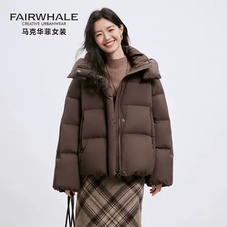 马克华菲廓形羽绒服女短款2025新款冬季加厚时尚连帽面包服外套潮商品大图