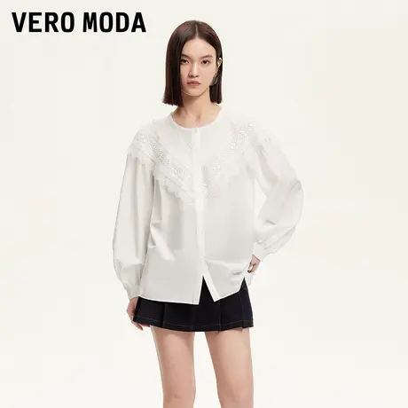 【来了就好】 Vero Moda衬衫25夏新纯棉圆领前襟花边325205049商品大图