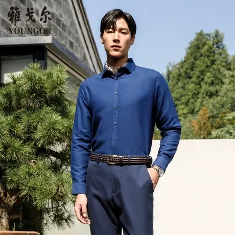 【绒面磨毛】V系雅戈尔衬衫冬季商务休闲通勤百搭保暖长袖衬衫商品大图