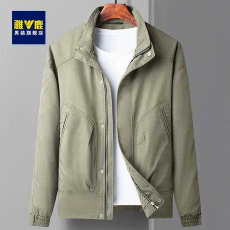 雅鹿夹克男2023春秋新款美式复古潮流上衣简约休闲宽松飞行员外套商品大图