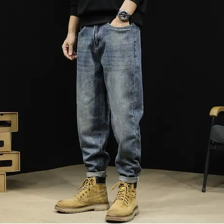 弹力牛仔裤男2023新款直筒秋冬款男士锥形裤子宽松大码秋季男裤潮商品大图