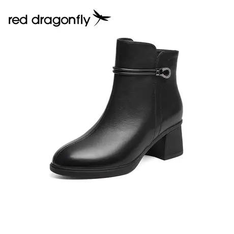 红蜻蜓妈妈靴2023冬季新款时装靴粗跟百搭通勤女靴加绒保暖棉鞋女商品大图