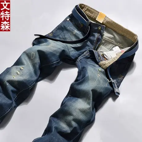 夏季上新复古休闲青年宽松男装长裤男中腰牛仔裤直筒修身型裤子商品大图