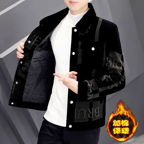 秋冬季男装加棉衣服夹克男士韩版潮流加厚新款外套痞帅气保暖冬装商品大图