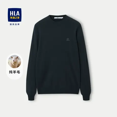 HLA/海澜之家100%绵羊毛长袖针织衫2023秋冬新款修身柔软羊毛衫男图片