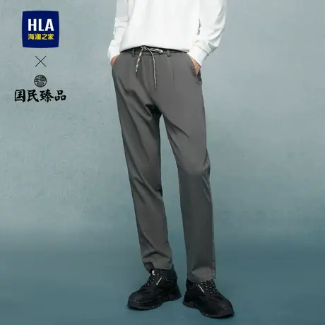 HLA/海澜之家国民臻品休闲裤23秋季新砂洗微弹宽松松紧腰锥形裤男商品大图