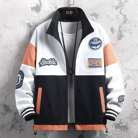 青少年春秋季夹克外套男士2023新款韩版潮流学生帅气拼色春装上衣商品大图