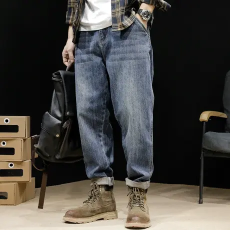 锥形直筒牛仔裤男宽松2024新款潮牌大码春秋款加肥加大春季裤子潮图片