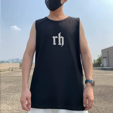 潮流运动外穿篮球背心纯棉大码男装胖子加肥加大夏季无袖透气宽松商品大图