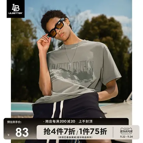 LiLbetter男短袖t恤2024夏男装帅气体恤衫国潮衣服美式纯棉半袖LB商品大图