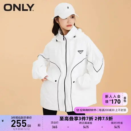【上新】ONLY奥莱连帽拉链抽绳宽松通勤大口袋风衣女商品大图