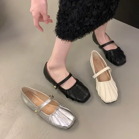 浅口平底单鞋子女2024春秋季新款设计感法式气质玛丽珍女鞋小皮鞋商品大图