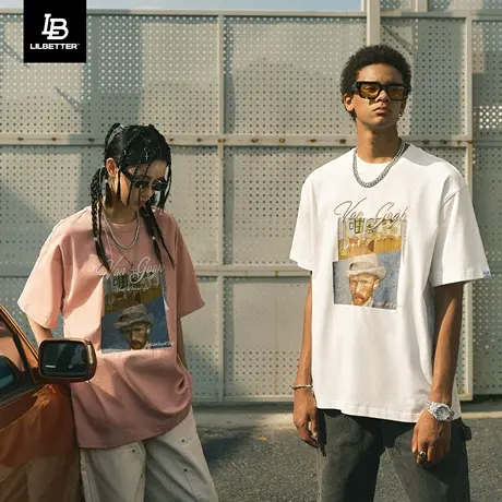 Lilbetter梵高联名自画像情侣装t恤设计感半截袖欧美上衣潮牌短袖商品大图