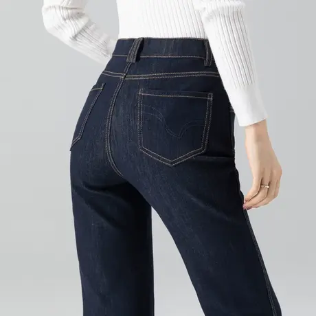 不掉色微喇牛仔裤女2024年春季新款弹力裤子高腰显瘦直筒小喇叭裤商品大图