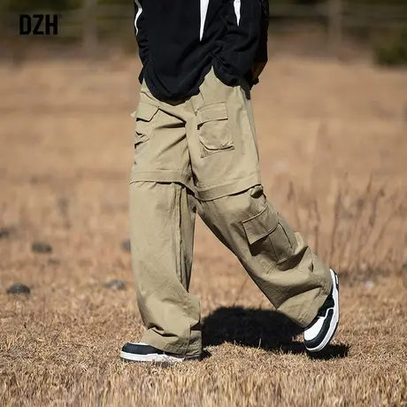 男士卡其色工装裤子男春秋直筒宽松户外冲锋裤男款2024新款休闲裤商品大图