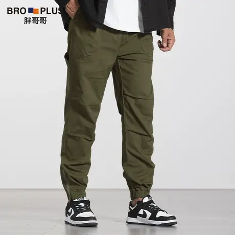 胖哥哥工装裤男大码宽松小脚束脚裤简约男士休闲裤加肥加大春秋潮商品大图