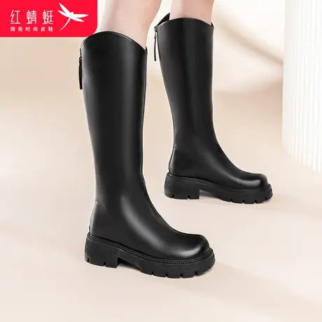 红蜻蜓2023年新款女鞋冬季简约女短靴休闲中筒时装靴中年妈妈鞋子商品大图