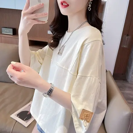 小众设计感短袖t恤女夏季韩版宽松大码小个子短款半袖百搭上衣服图片
