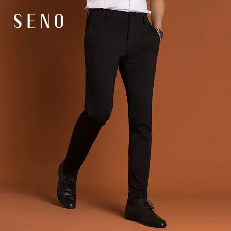 高弹力针织休闲西裤男修身黑色小脚裤翼型袋西服裤韩版裤子西装裤图片