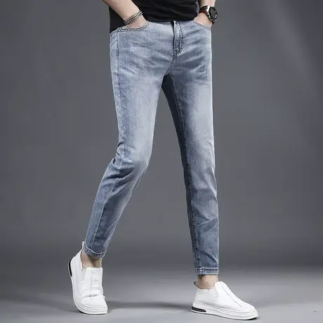 夏季冰丝九分牛仔裤男修身小脚薄款2023新款弹力百搭休闲男士裤子商品大图