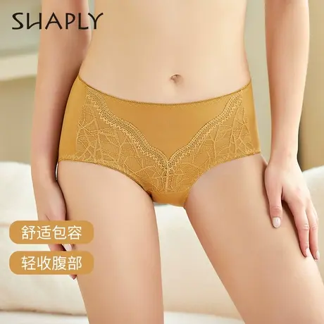 Shaply/莎莲妮蕾丝无痕网纱舒适三角女士内裤大包容中腰性感亲肤商品大图