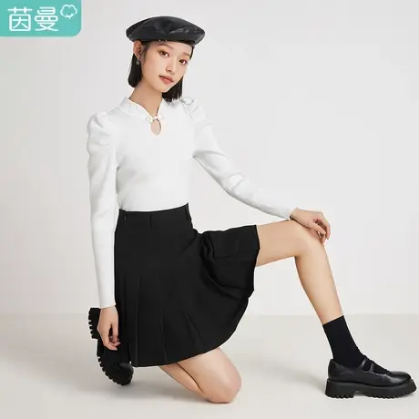 茵曼秋装新款女羊腿袖旗袍立领复古盘扣高级感气质很仙毛衣图片