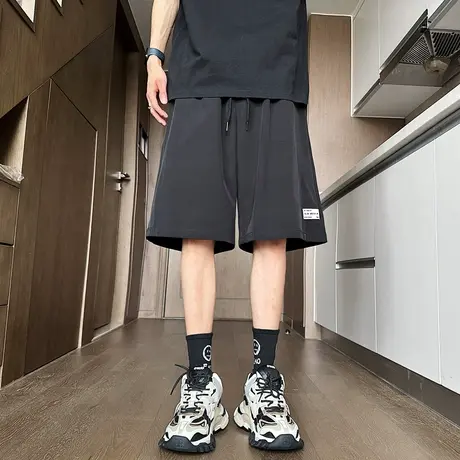 冰丝速干短裤男夏季薄款潮牌贴标外穿大裤衩大码休闲运动五分裤子商品大图
