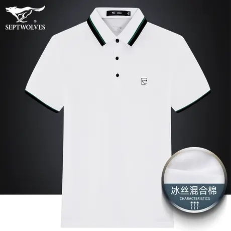 七匹狼狼族生活翻领Polo衫男士2023夏季商务短袖T恤冰丝凉感上衣商品大图