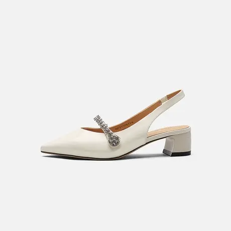 Nine West/玖熙包头凉鞋外穿2025春新款一字绊带粗跟尖头气质女鞋图片
