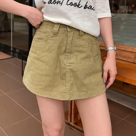 尔给夏季显瘦修身包臀半身裙女高腰百搭时尚复古防走光A字裙裤图片